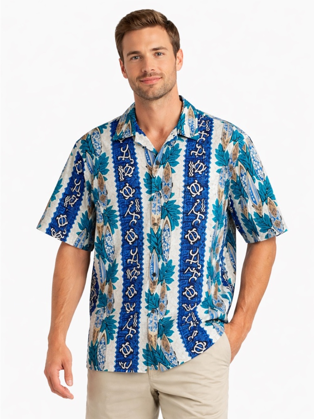Pacific Legend Hawaiian Shirt Surfboard Aloha Button Up Blue Made Hawaii large